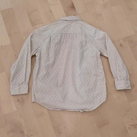 Old Navy White Cotton Shirt Kids XS 100% Cotton Tan Pinwheels - Picture 3 of 4